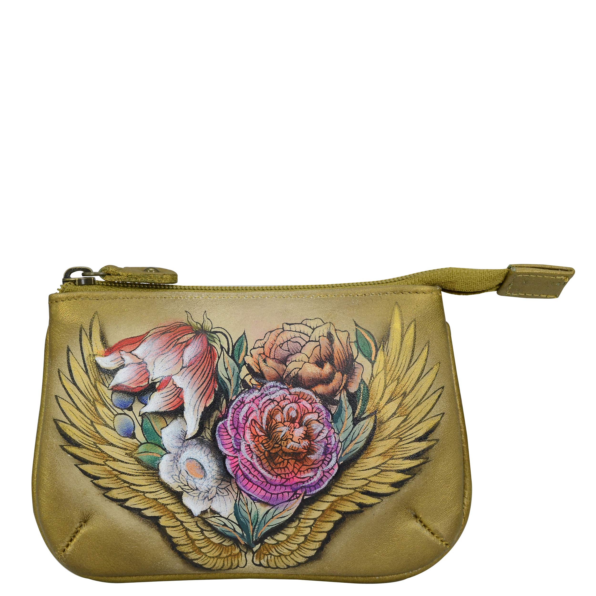 Anuschka Women’s Hand-Painted Genuine Leather Medium Zip Pouch - Angel Wings