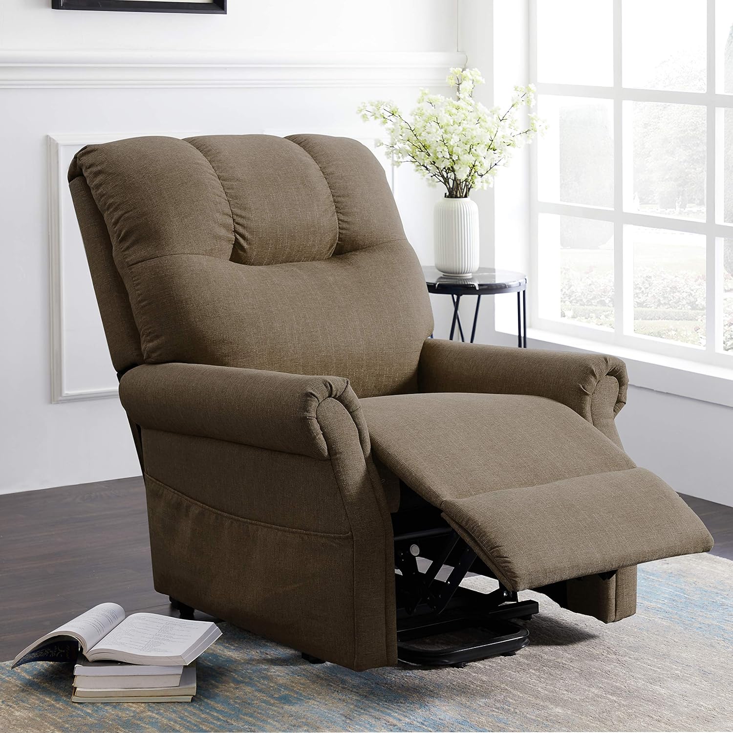Merax Electric Recliner Chair Lazy Boy Sofa for Elderly, Power Lift Office or Living Room, Brown: Furniture & Decor