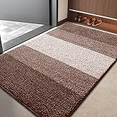Kitinjoy Indoor Outdoor Door Mat, 40x32 Non-Slip Absorbent Dirt Trapper, Low-Profile Washable Inside Entrance Front Floor Mat, Sturdy Soft Entry Doormats for Entryway, Brown