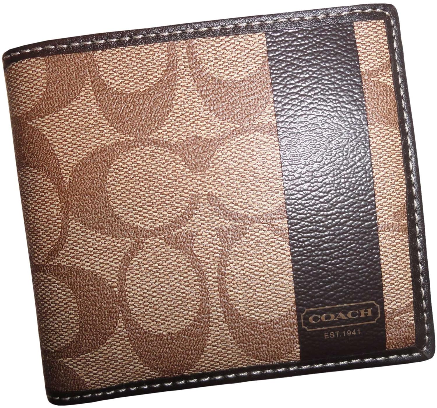 Coach Mens Heritage Stripe Coin Wallet Khaki/Brown at Amazon Men’s