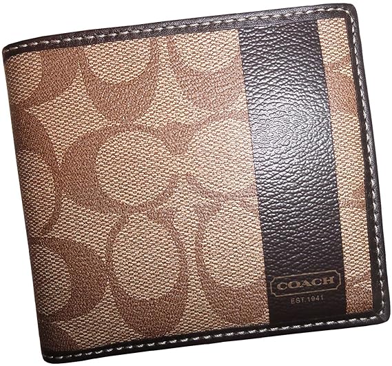 Coach Mens Heritage Stripe Coin Wallet Khaki/Brown at Amazon Men’s