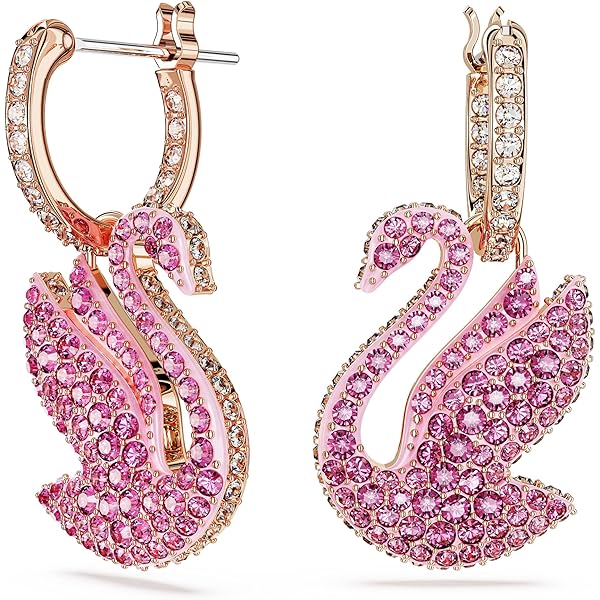 Amazon.com: Swarovski Swan Drop Earrings, Swan, Clear, Rhodium