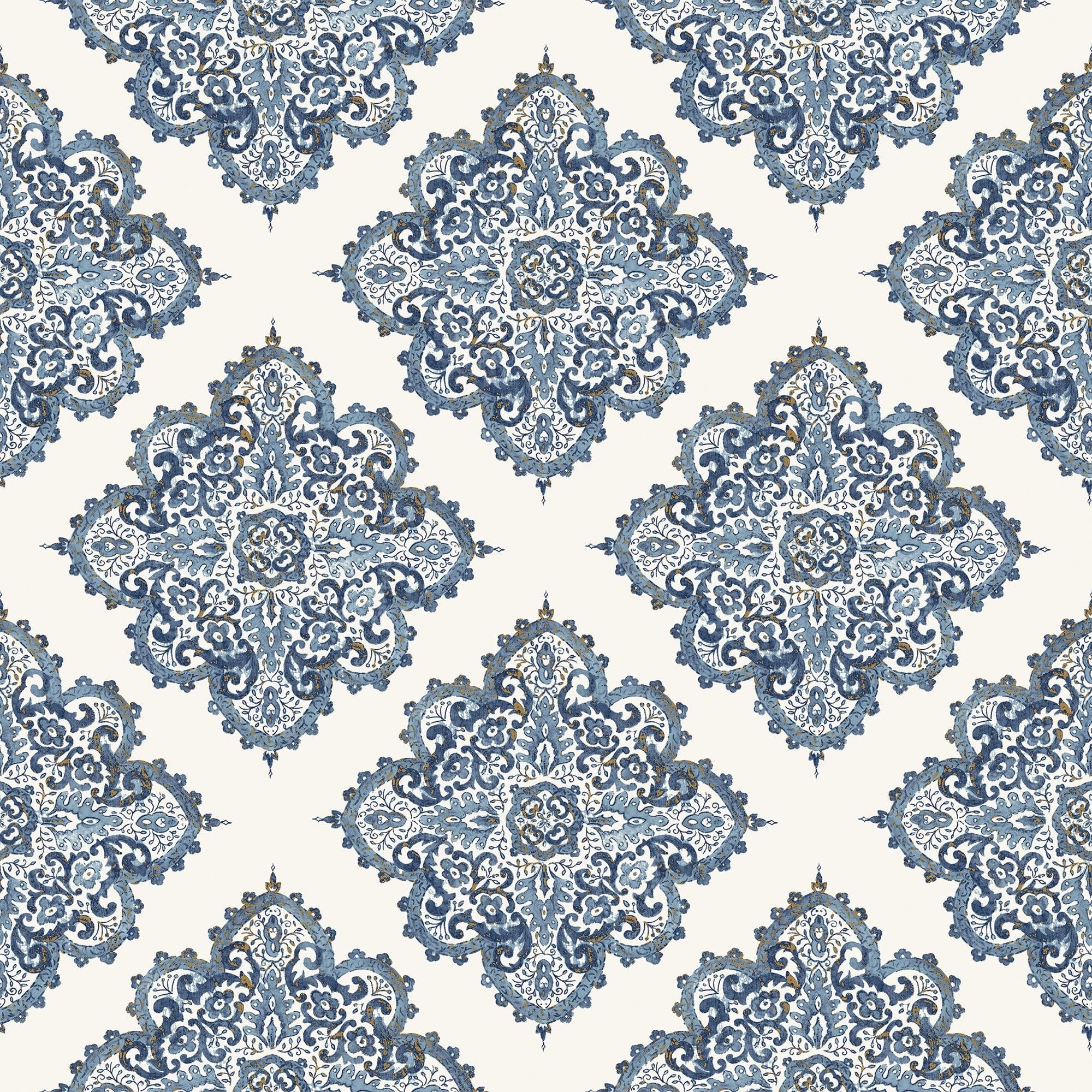 Galerie G67368 Nordic Elements Diamond Motif Wallpaper, Blue, 10m x 53cm