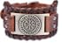 Bracelet manchette viking en cuir Vegvisir boussole pour homme Amulette