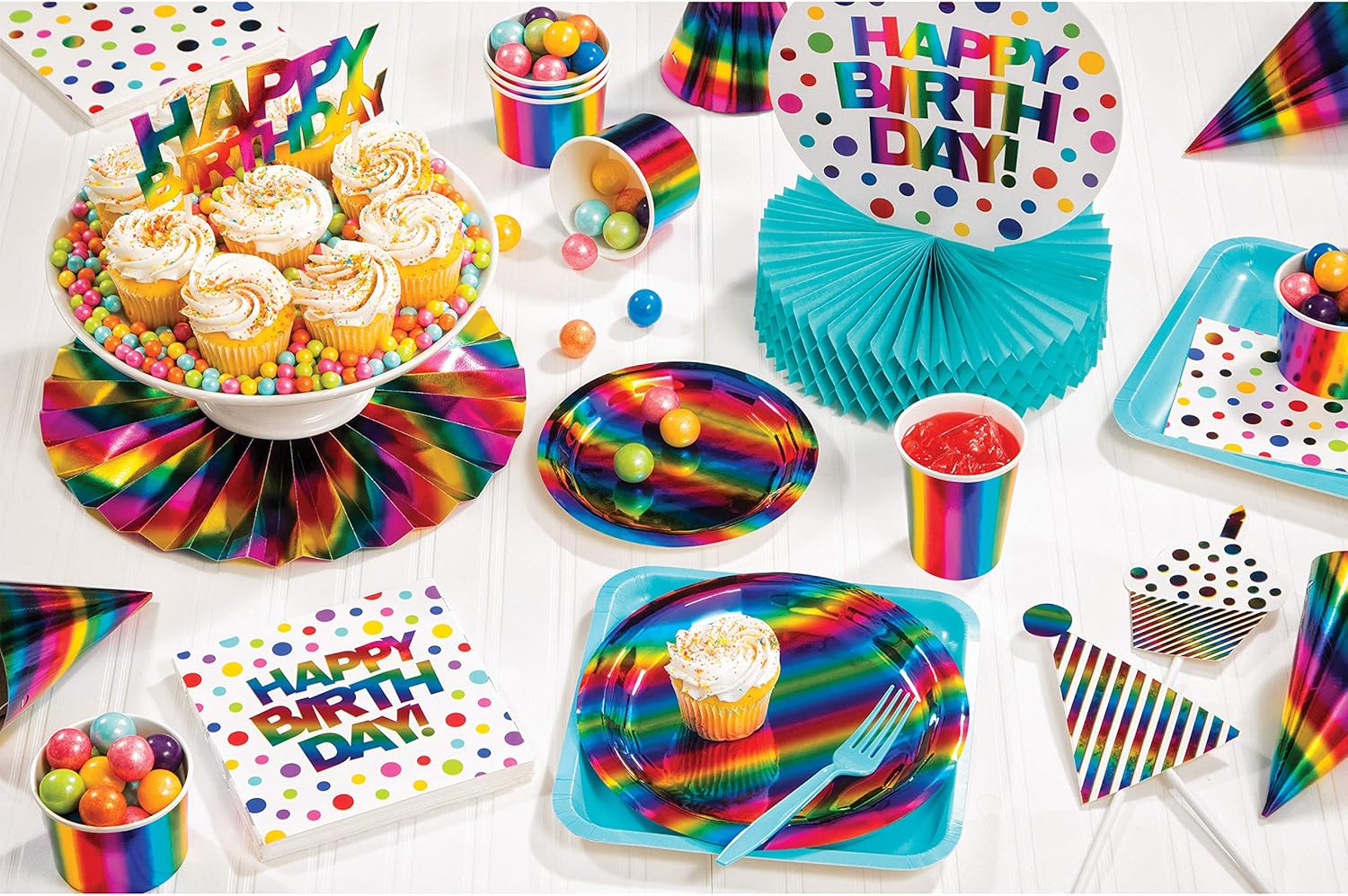 Rainbow Foil Party Hats, 24 ct: Clothing