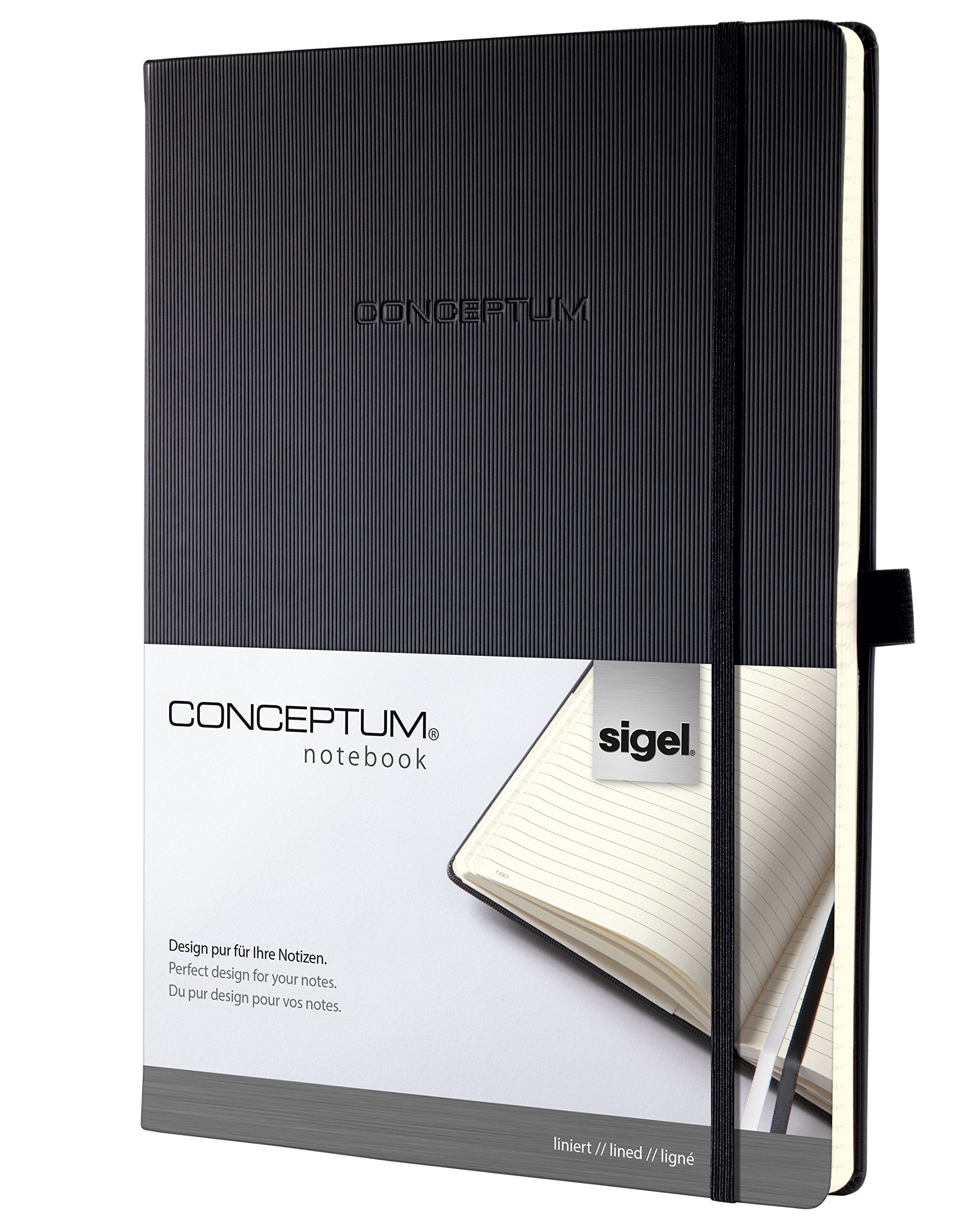 Sigel CO116 Notebook CONCEPTUM, black, Hardcover, lined, size A4+, with numerous features