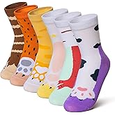 Velice Kids Girls Boys Cotton Crew Socks Funny Crazy Novelty Cartoon Cute Silly Dress Socks 6 Pairs