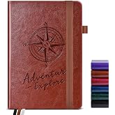 PAIBAS A5 Lined Journal, Leather Bound Notebook for Work &amp; Travel 5.8"&times;8.5" | Vintage Writing Journal for Women Men, 160 Pages, Hardcover Leather Notebook for Work, School, Travel, journaling,Daily Diary