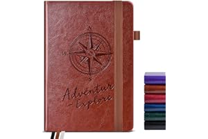 PAIBAS Lined Journal Notebook for Women Men, 160 Pages, A5 Hardcover Vintage Leather Journaling Notebooks for Work, School, Note Taking, Travel, Bible Study, Daily Diary for Writing 5.8"x8.5" (Brown)
