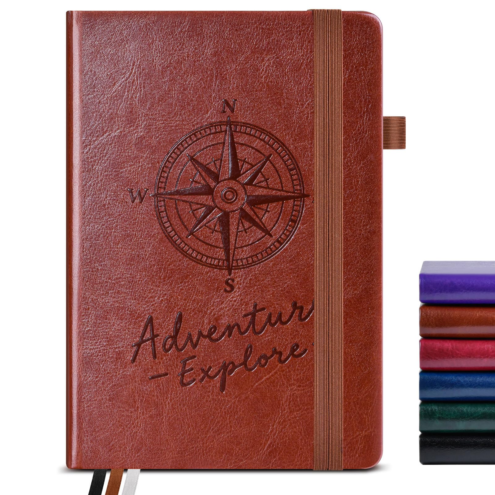 Photo 1 of 5.8"x8.5" Dotted Journal Notebook for Women Men, 160 Pages Dot Grid Journals for Writing, A5 Hardcover Vintage Leather Bullet Journaling Notebooks for School, Work, Travel, Note Taking 5.8"x8.5"(Brown)