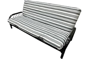 D&D Futon Furniture Blended Acrylic Polyester Futon Mattress Covers, Covering Bed Protector (Queen Size 6x60x80, Gray Stripes)