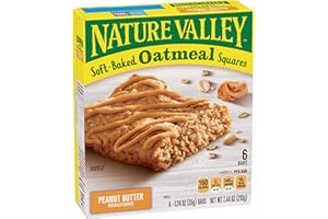 Nature Valley Soft-Baked Oatmeal Squares, Peanut Butter, 1.24 oz, 6 ct