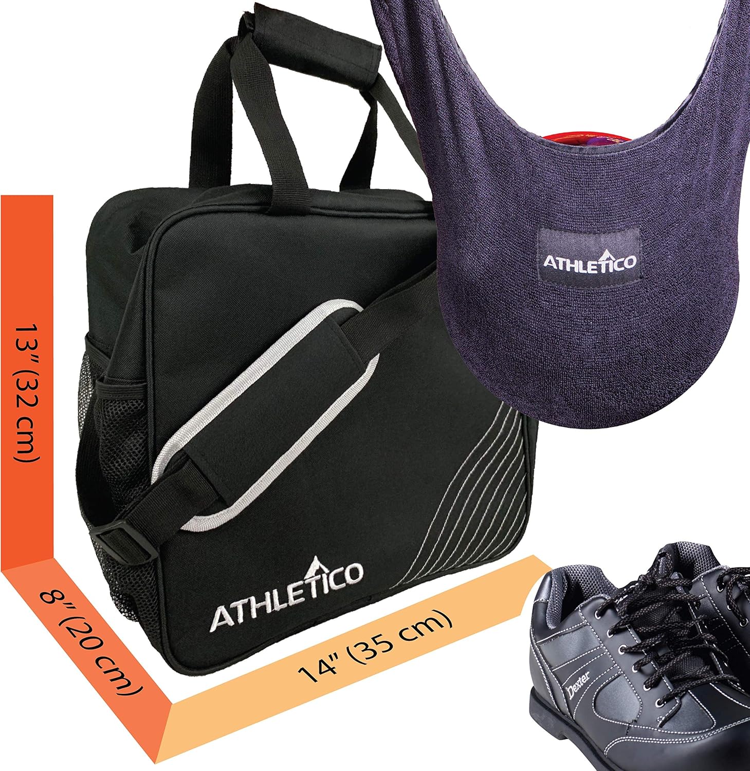 Single Ball Bowling Tote Bag with Padded Bowling Ball Holder Athletico