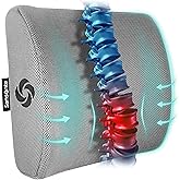Samsonite Ergonomic Lumbar Support Pillow for Office Chair, Gaming Chair, or Car, Memory Foam Cushion with Ventilated Mesh and Adjustable Strap, Gray