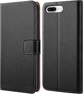 HOOMIL Wallet Case for iPhone 7 Plus/iPhone 8 Plus, Flip Leather Cover, Black