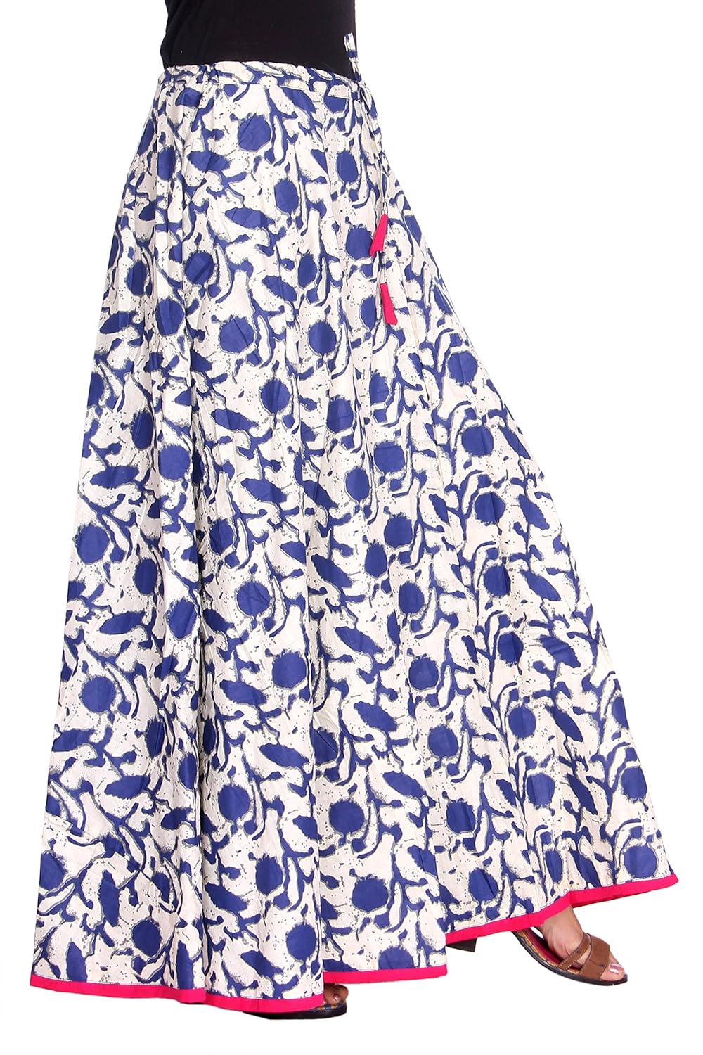 kastiel cotton blue printed women's regular flared skirt