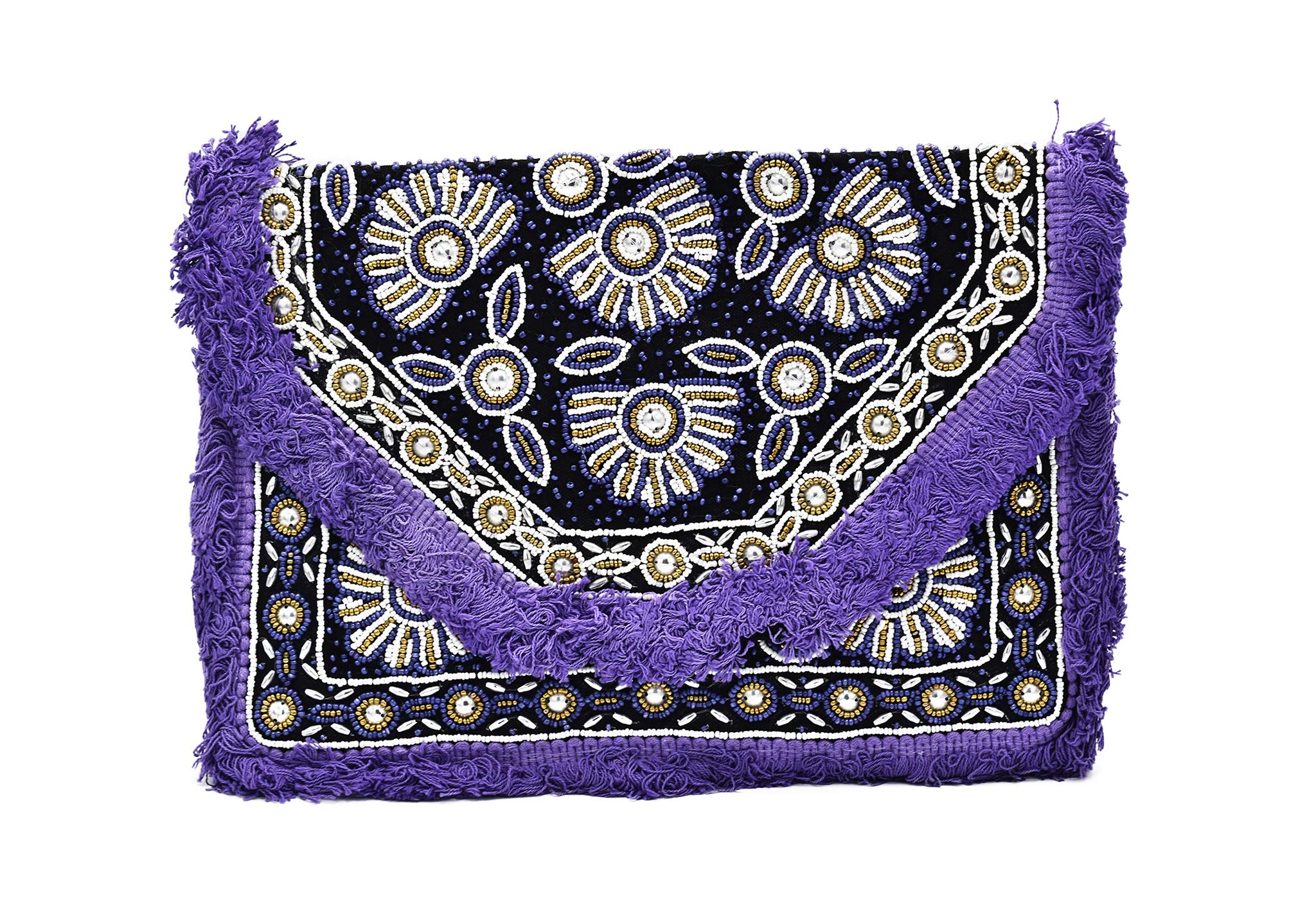 Embroidered Handmade Clutch Purse Boho Fringe Purse Crossbody Bag Hippie bag for Women