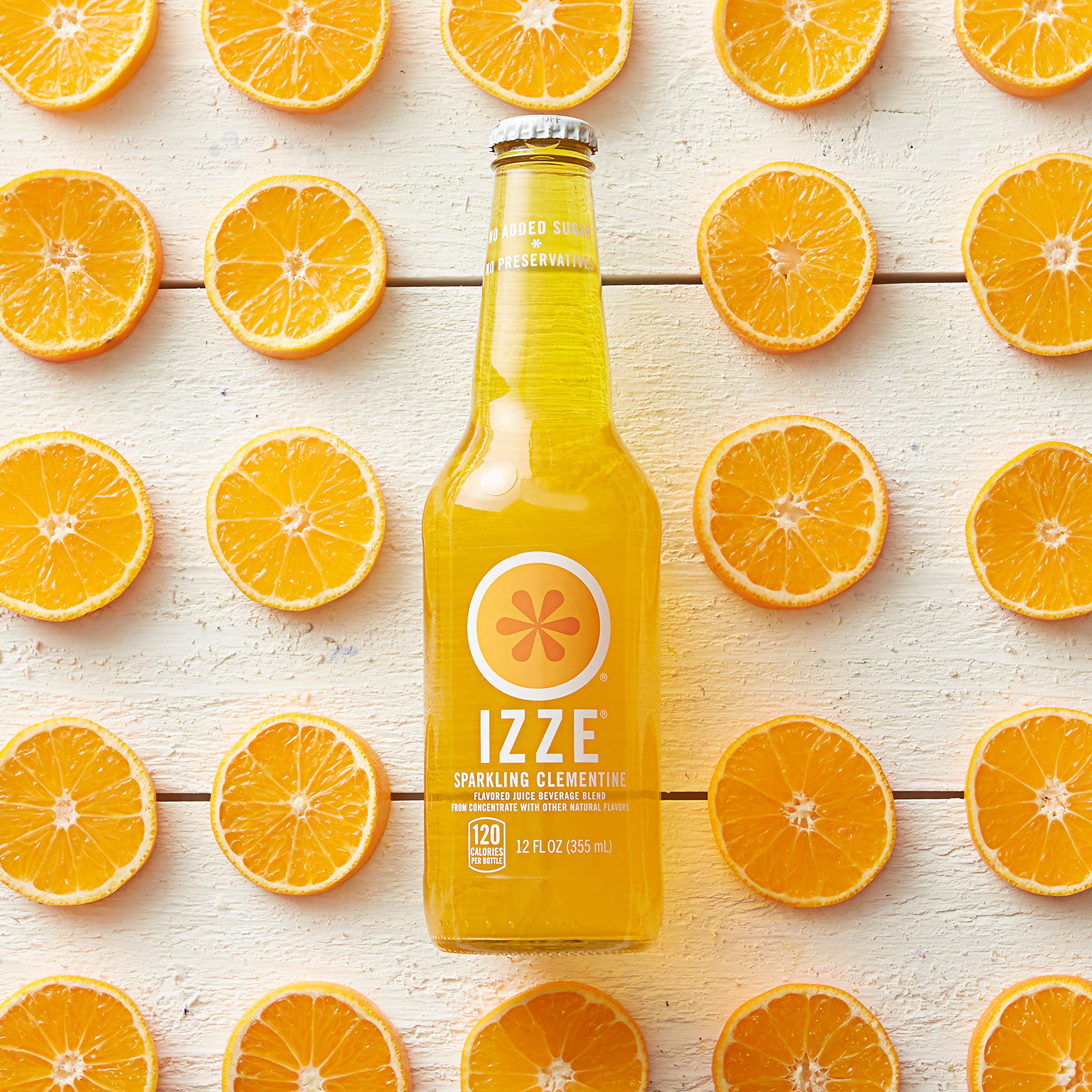 IZZE Sparkling Juice, Clementine, 12 oz Glass Bottles, 12 Count