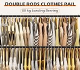 HOMIDEC Clothes Rail Metal Rack with Hooks Double Rails 80kg Black view 4