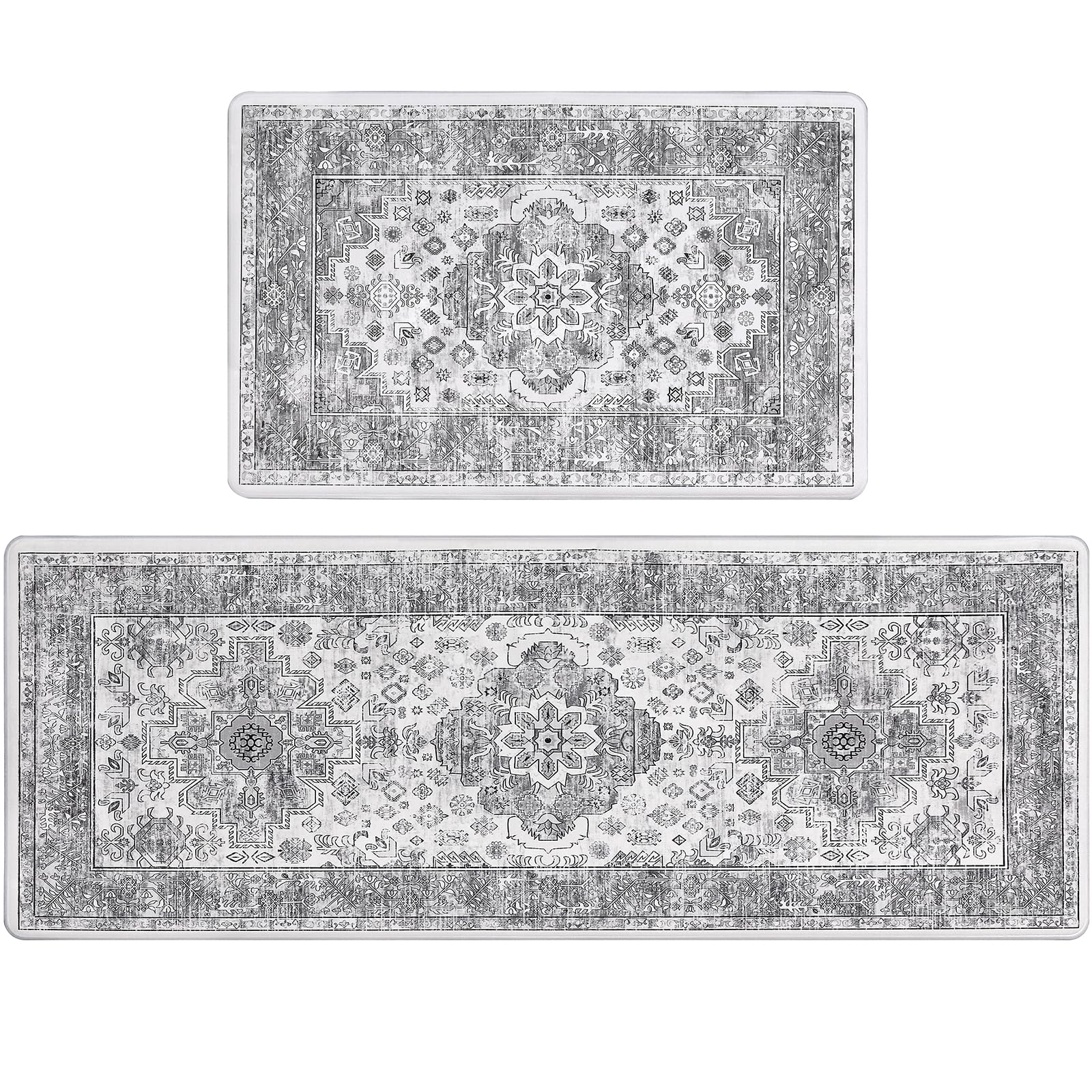 Photo 1 of Pauwer Anti Fatigue Kitchen Mat Set of 2 Non Slip Kitchen Mats for Floor Cushioned Kitchen Rugs Comfort Standing Mat Farmhouse Waterproof PVC Foam Kitchen Floor Mat Runner