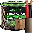 GEARit Outdoor Speaker Wire 14 Gauge (100 Feet) 14 AWG for Direct Burial, In-Ground, CL3 CL2 Rated, 2 Conductor Wires, OFC Oxygen-Free Copper - Brown 100ft