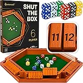 Shut The Box Game Wooden Board for 1-6 Players - 16-inch Shut The Box Game 12 Numbers for Adults & Kids - Ideal for Games Night