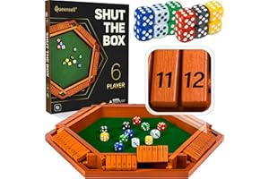 QUEENSELL Shut The Box Game Wooden Board for 1-6 Players - 16-inch Shut The Box Game 12 Numbers for Adults & Kids - Ideal for Games Night