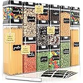 Simply Gourmet Airtight Food Storage Containers with Lids – 14 Piece Assorted Size Kitchen Pantry Organization Set, BPA-Free Clear Plastic, Stackable Containers for Cereal, Flour, Sugar, Rice, Snacks