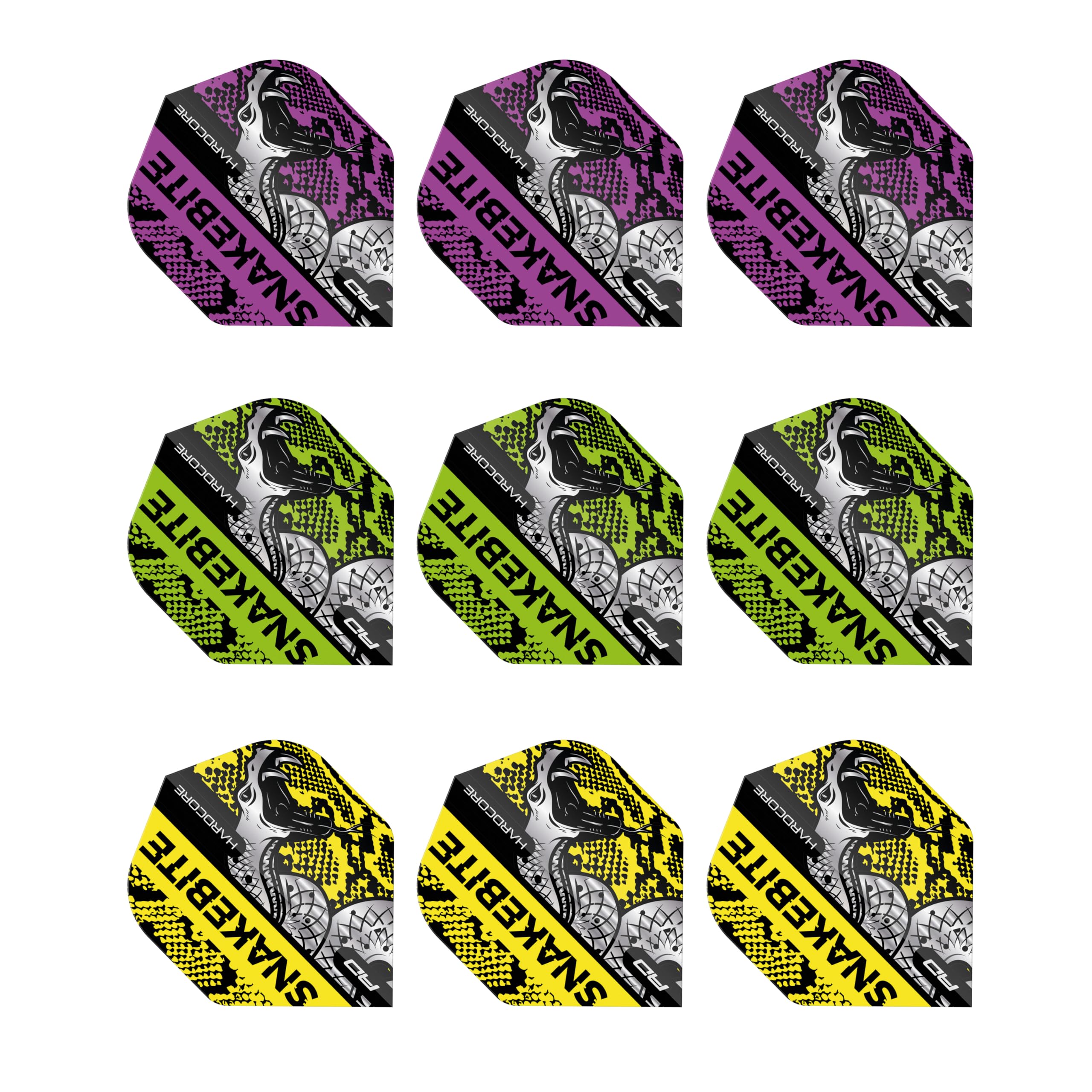 RED DRAGON DARTS - Peter Wright - Snakebite - Snake Skin Dart Flights 3 Sets Per Pack (9 in Total) - Extra Thick 100 Micron - Standard Shape Dart Flights - Professional Darts Accessories — image 1