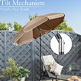CHRISTOW Portable Beach Parasol Tilting 2m UV 50+ Taupe view 5