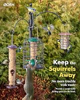 iBorn Squirrel Proof Bird Feeder 8 Inch Green All Metal Anti-UV Cage view 2