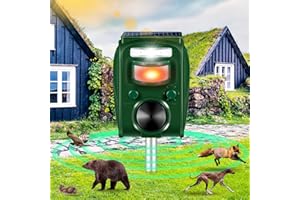 Jahy2Tech Ultrasonic Animal Repellent Ultrasonic Cat Repellent Outdoor with 5 Frequency Setting LED Strobe Light Raccoon Repellent Motion Sensor Solar Animal Repeller Deterrent Deer Repellent Devices