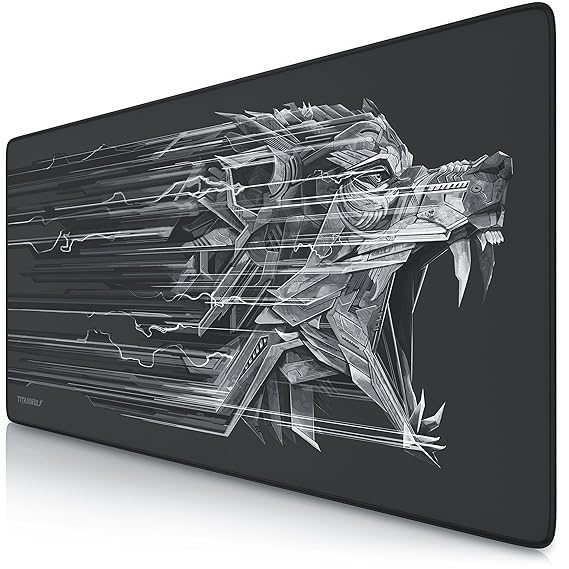 CSL-Computer Titanwolf XXL Speed Gaming Mauspad | 900 x 400mm | XXL Mousepad | Tischunterlage mit Titanwolf-Motiv | verbesser