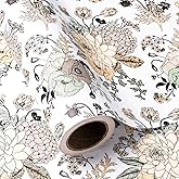 WRAPAHOLIC Floral Wrapping Paper - Mini Roll - 17 Inch X 33 Feet - Pearlized Vintage Floral Wedding Wrapping Paper for Birthday, Bridal Shower, Baby Shower