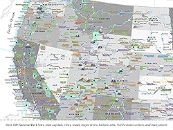 GeoJango National Parks Map Poster with USA Travel