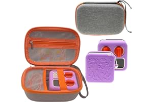 LeoTube Hard Case Bag and Silicone Shell Cover for Yoto Mini Kids Audio & Music Player. Storage Holder for Children’s Speaker Plays Audiobook Cards and Accessories for Boys and Girls (Gray+Purple)
