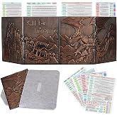 CZYY Faux Leather Dungeon Master Screen, 4-Panel DM Screen with Pockets | 3D Embossed Cover, 4 Erasable A4 Sheet Pockets, Reference Inserts &amp; Felt Case Included, For RPG Sessions &amp; Game Nights