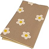 Creative Co-Op Cotton Knit Baby Blanket with Printed Flowers, Brown and White
