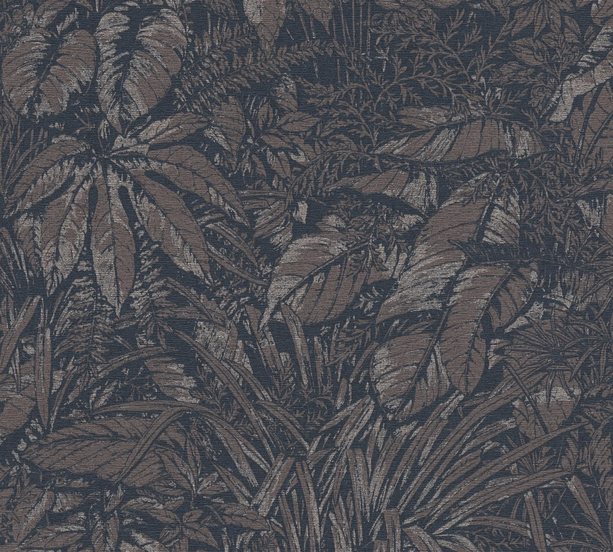 A.S. Création Livingwalls Wallpaper Brown Black Jungle Wallpaper 395605 Non-Woven Wallpaper Floral with Subtle Metallic Effect in Gold Beige 10.05 m x 0.53 m