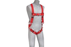3M Protecta PRO 1191379 Fall Protection Full Body Welders Harness With Back D-Ring, Pass Thru Legs, 420 Pound Capacity, Medium/Large, Red/Black