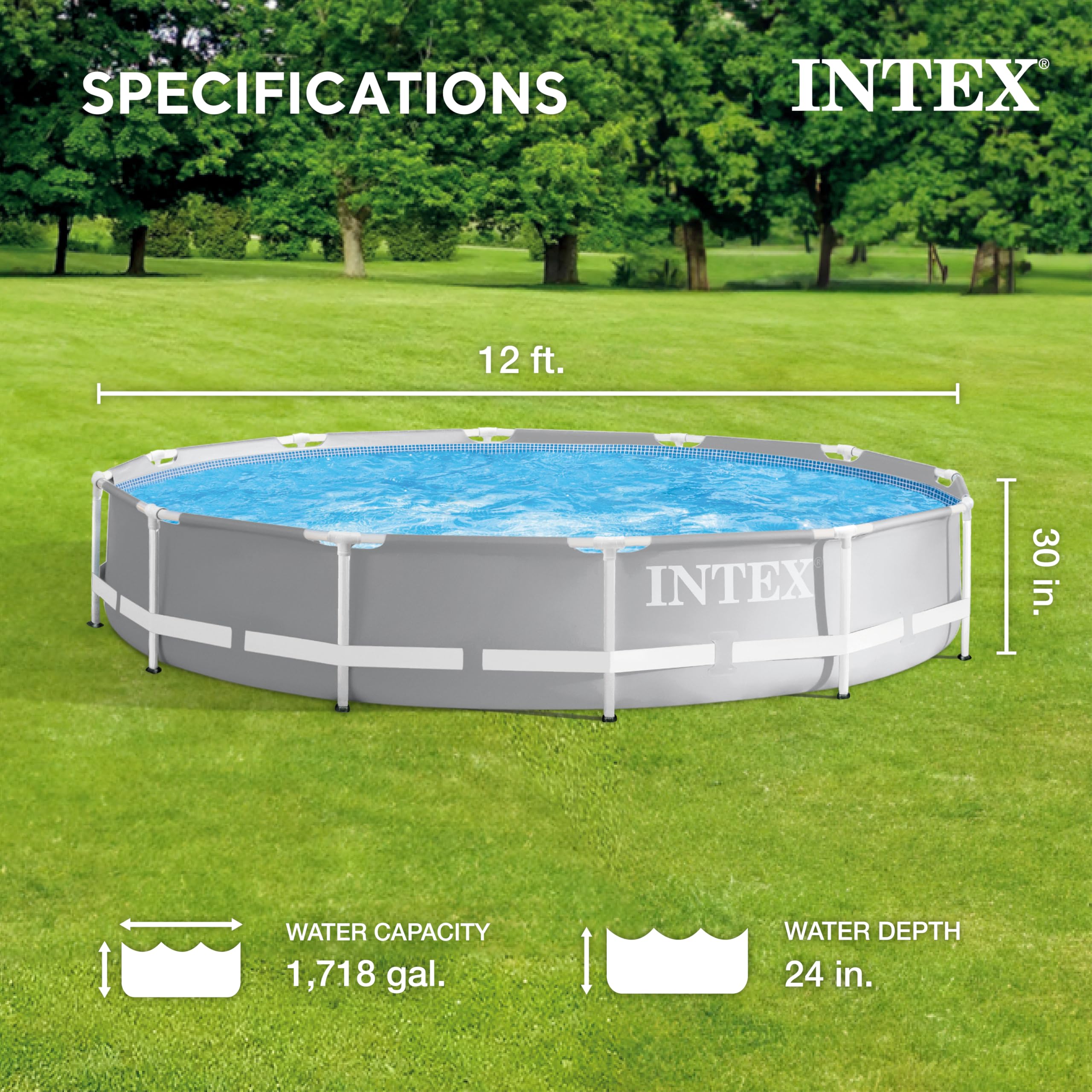 Intex Prism Frame Pool Set 12ft X 30in Swimming Pool