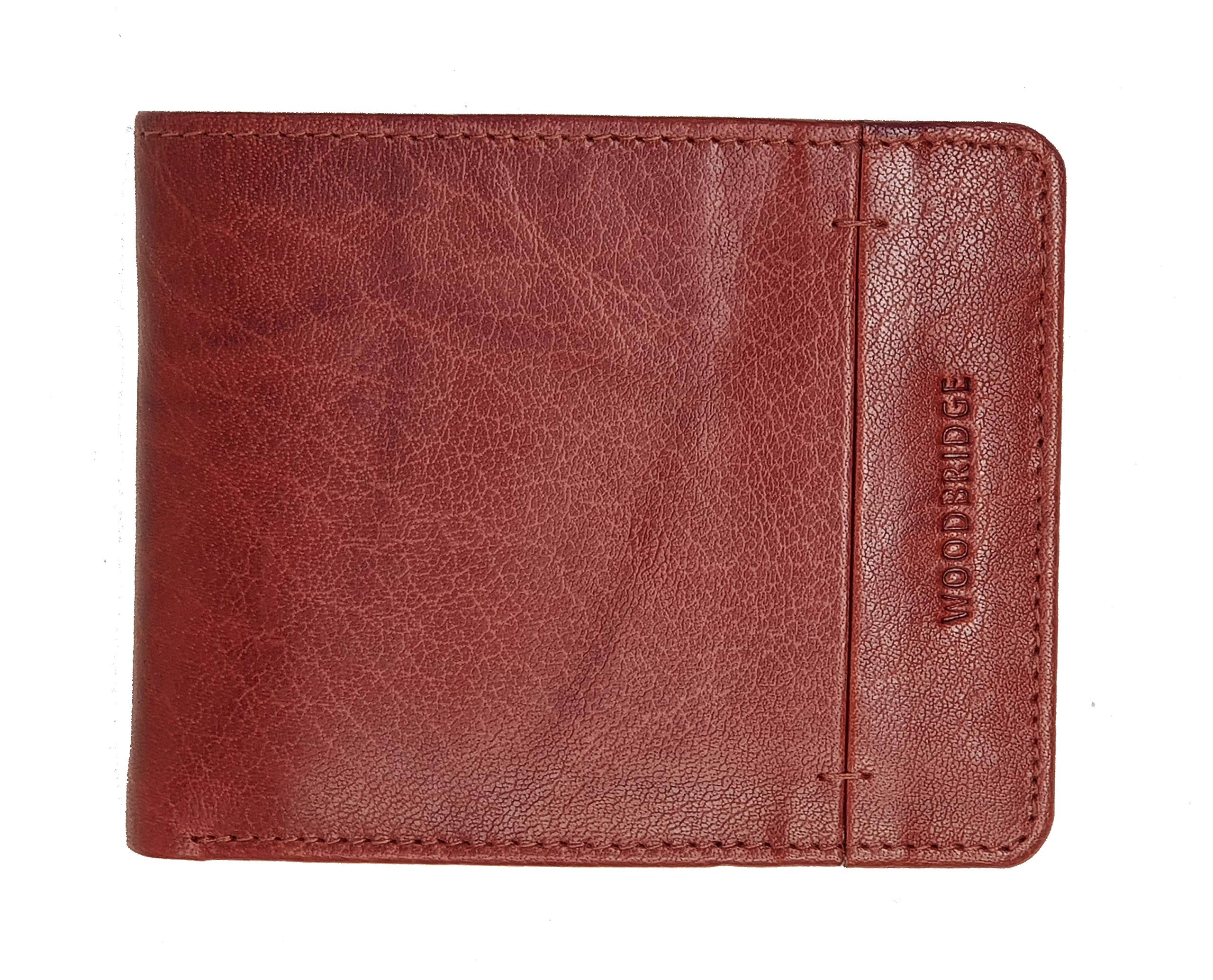 Woodbridge London Designer Mens Leather Trifold Coin Pocket Wallet Multi Card Slots Id Holder NC4002 (Brown)