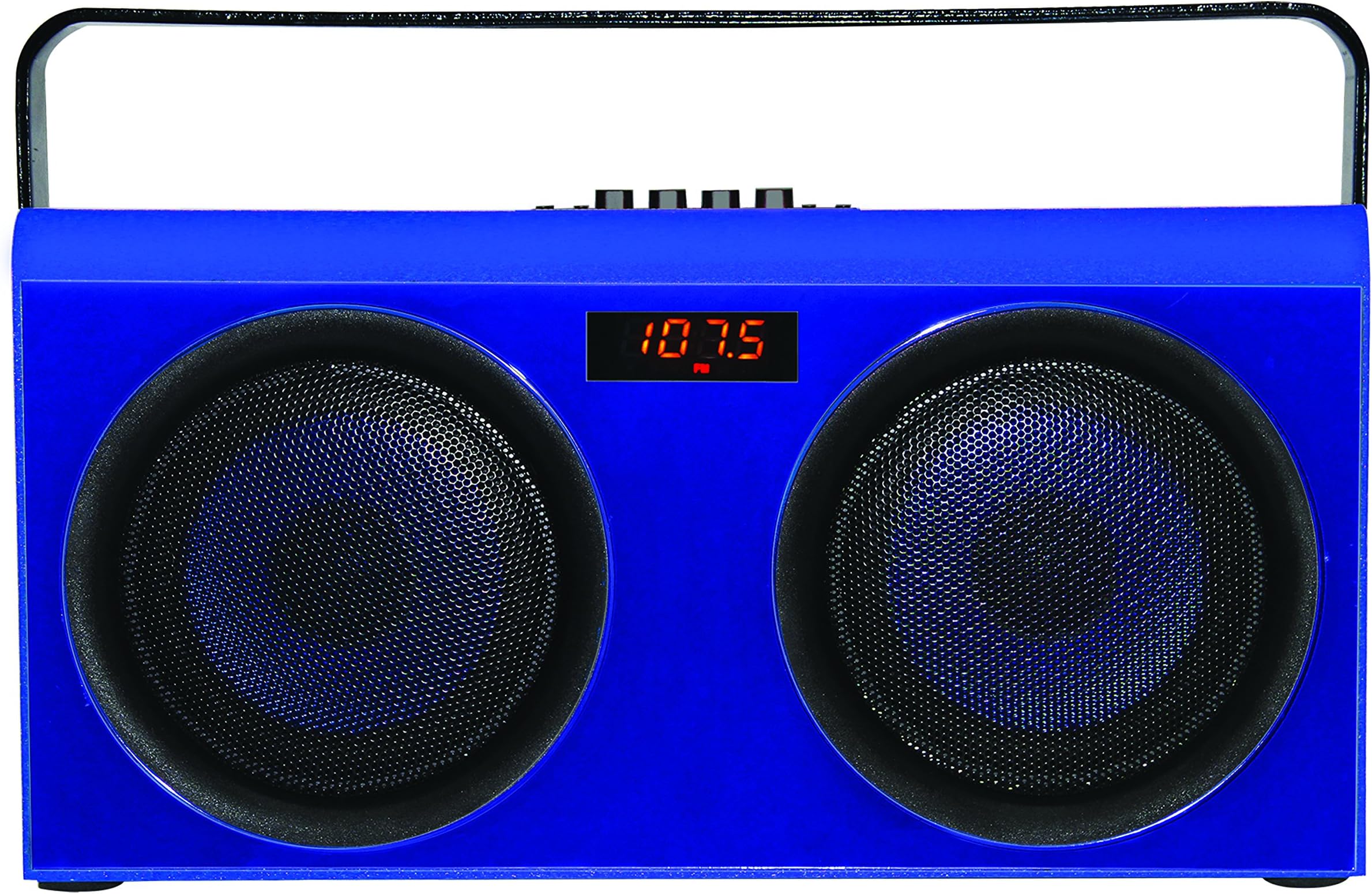 Supersonic Retro Classic Blue Boombox Wireless Party Bluetooth Portable Speaker Rechargeable Battery (20W Output Power) + FM/USB/SD/Karaoke inputs
