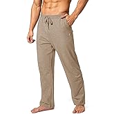 Pudolla Men's Cotton Yoga Sweatpants Athletic Lounge Pants Open Bottom Casual Jersey Pants for Men with Pockets