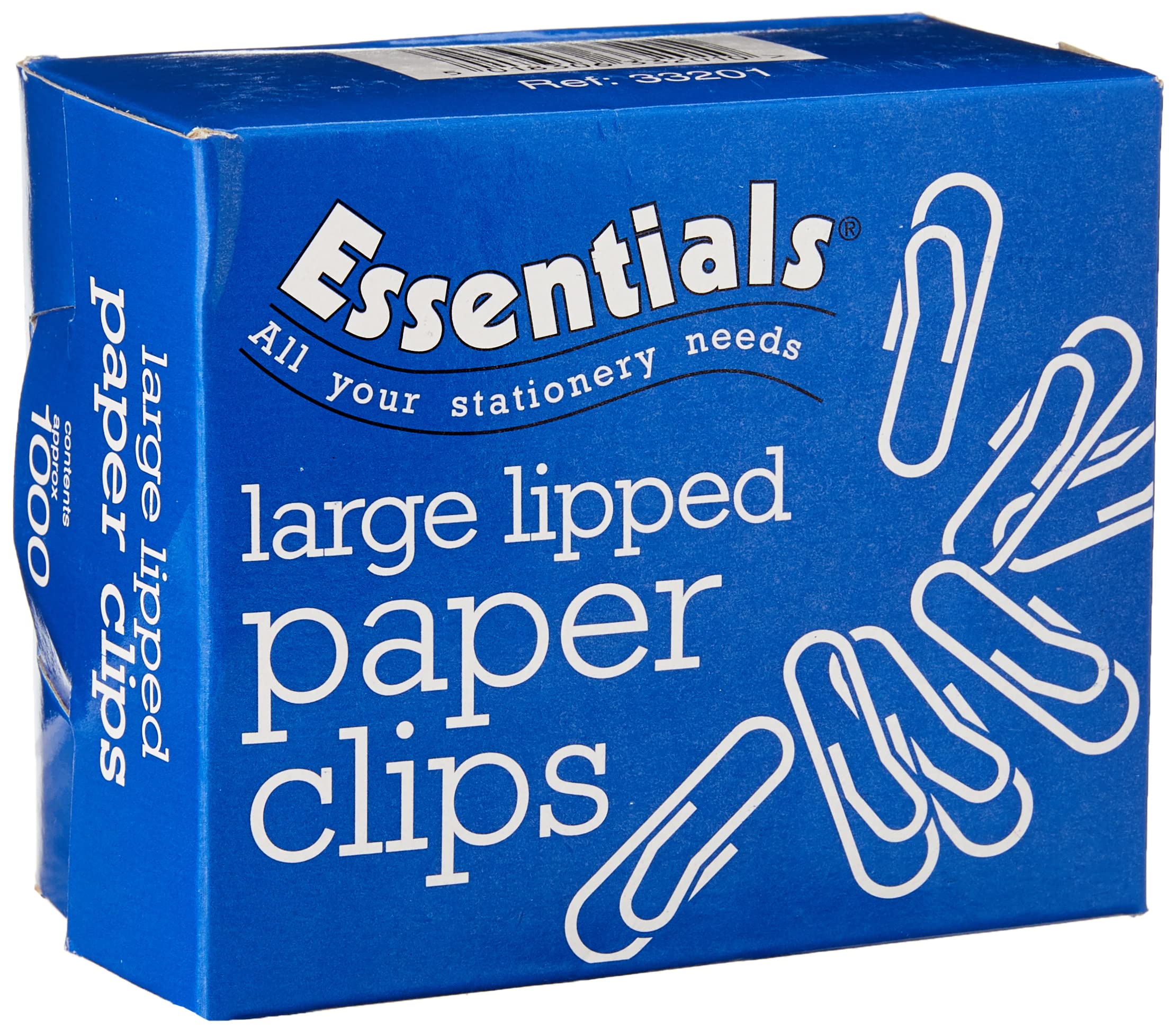Whitecroft Essentials 33201 Essentials Value 32mm Large Lipped Paperclip (Pack of 1000)