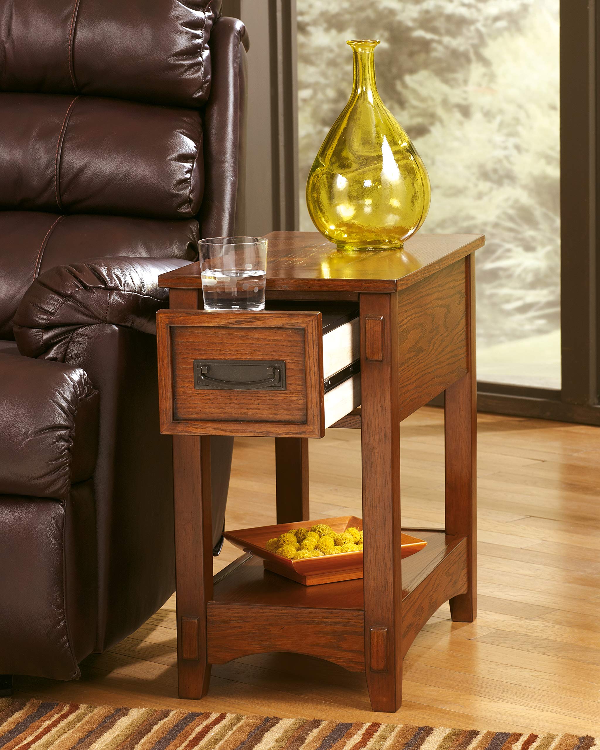 Ashley Furniture Signature Design - Breegin Chairside End Table - 1 Drawer - Contemporary - Brown