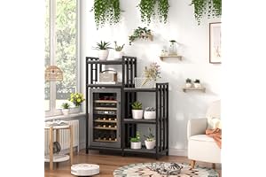 YCHF 6-Tier Kitchen Bakers Rack, Multifunctional Storage Shelf, Mini Fridge & Microwave Oven Stand Table, Coffee Bar, Adjustable Kitchen Shelves Freestadning for Kitchen Home Office (Dark gray)