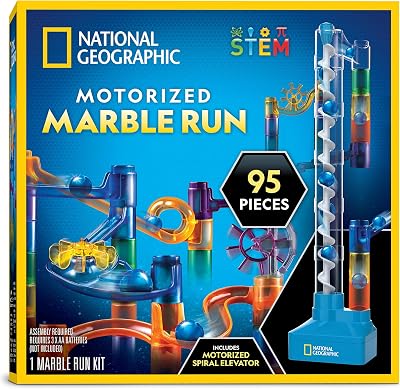 Blue Marble National Geographic Marble Run with Motorised Elevator 95-Piece Kit