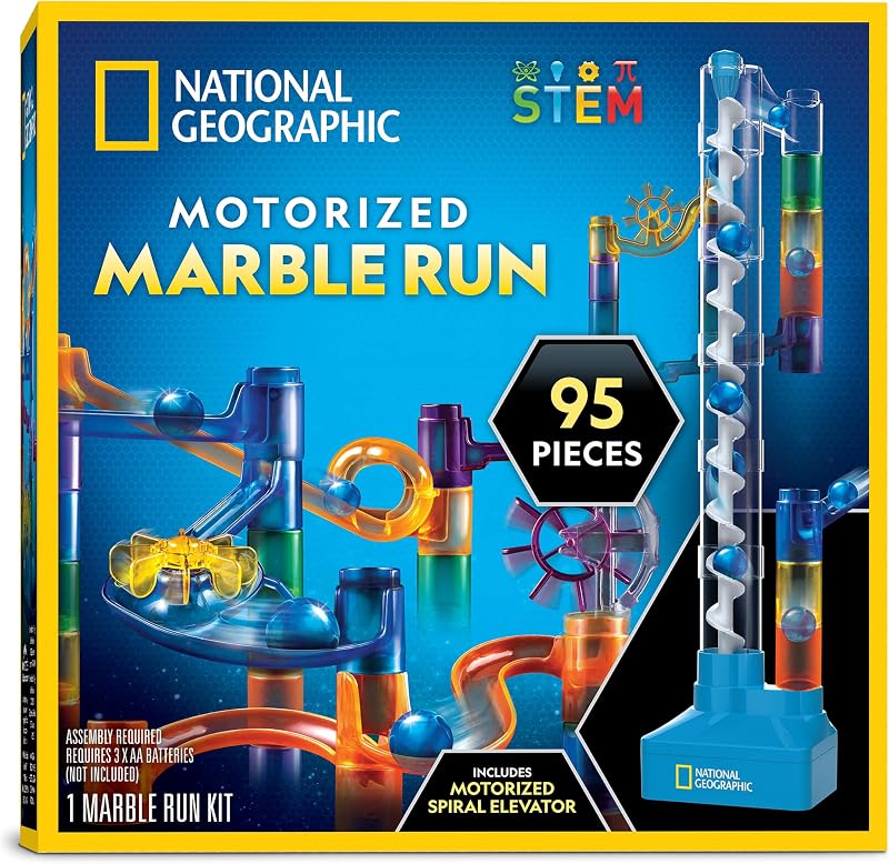 Blue Marble National Geographic Marble Run with Motorised Elevator 95-Piece Kit