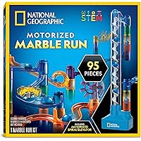National Geographic Marble Run with Motorized Elevator - 95-Piece Marble Maze Kit with Motorized Spiral Lift, 20 Marbles, Sto